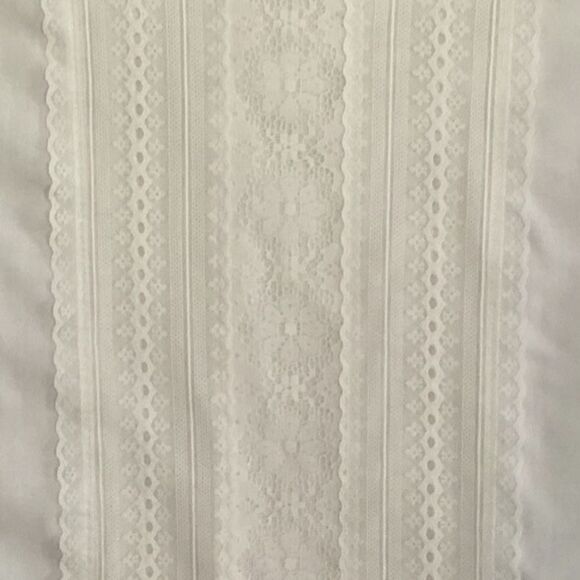 White Lace Victorian Blouse Womens M VTG High Neck Lace Detail Short Puff Sleeve - Picture 3 of 12